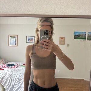 Zara Taupe Scoop Neck Crop Top